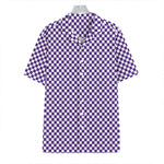 Purple And White Checkered Pattern Print Hawaiian Shirt