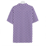 Purple And White Checkered Pattern Print Hawaiian Shirt