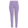 Purple And White Checkered Pattern Print High-Waisted Pocket Leggings