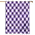 Purple And White Checkered Pattern Print House Flag