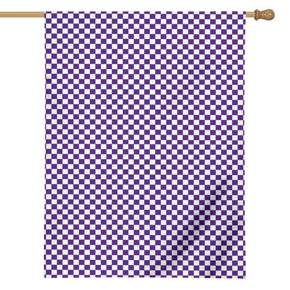 Purple And White Checkered Pattern Print House Flag