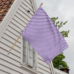 Purple And White Checkered Pattern Print House Flag