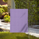 Purple And White Checkered Pattern Print House Flag