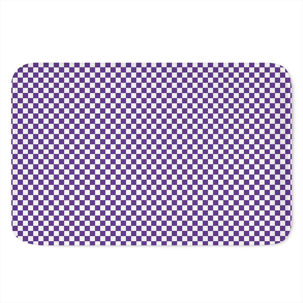 Purple And White Checkered Pattern Print Indoor Door Mat