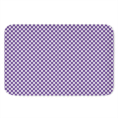 Purple And White Checkered Pattern Print Indoor Door Mat