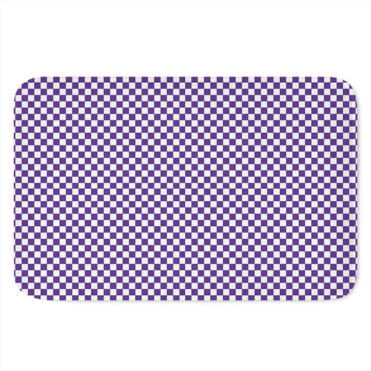 Purple And White Checkered Pattern Print Indoor Door Mat
