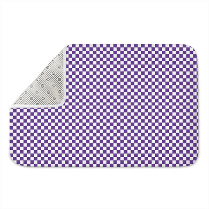 Purple And White Checkered Pattern Print Indoor Door Mat