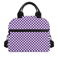 Purple And White Checkered Pattern Print Insulated Lunch Bag
