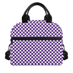 Purple And White Checkered Pattern Print Insulated Lunch Bag