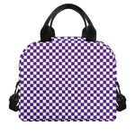 Purple And White Checkered Pattern Print Insulated Lunch Bag