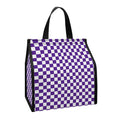 Purple And White Checkered Pattern Print Insulated Lunch Tote