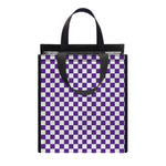 Purple And White Checkered Pattern Print Insulated Lunch Tote