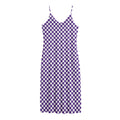 Purple And White Checkered Pattern Print Jersey Midi Cami Dress