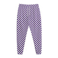 Purple And White Checkered Pattern Print Jogger Pants
