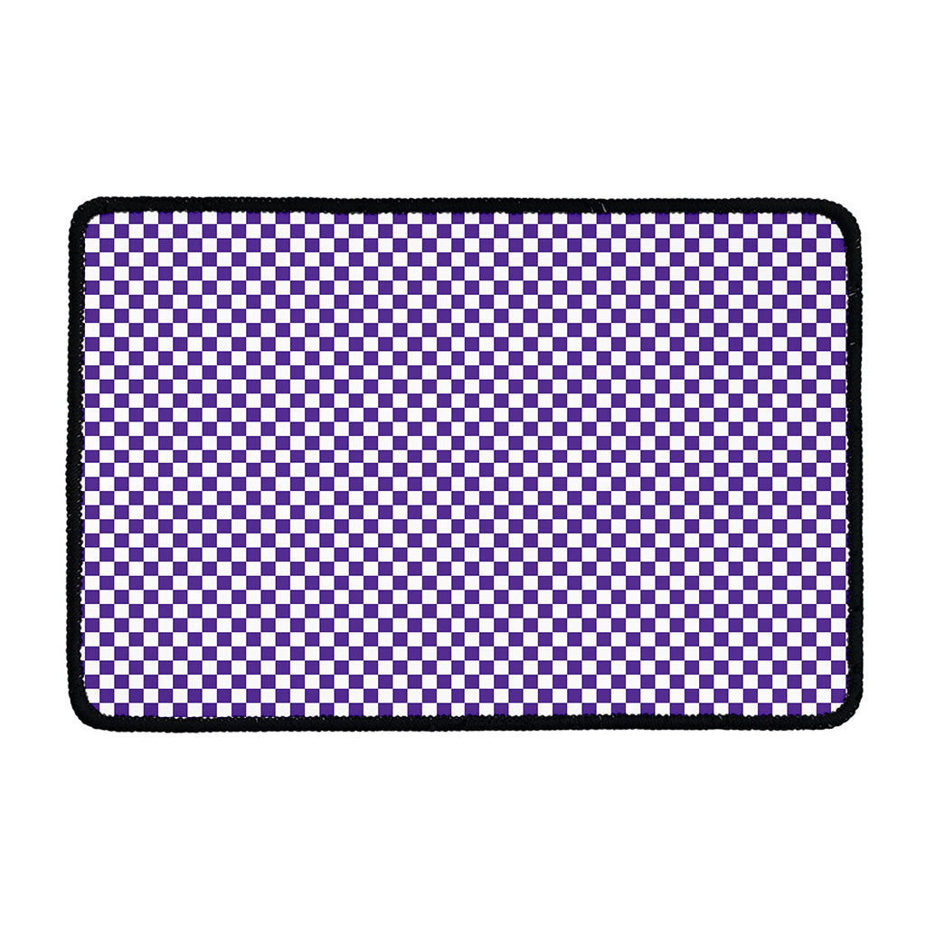 Purple And White Checkered Pattern Print Kitchen Mat