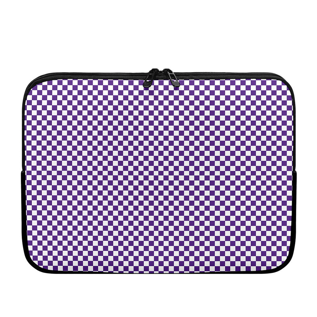 Purple And White Checkered Pattern Print Laptop Sleeve