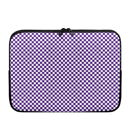 Purple And White Checkered Pattern Print Laptop Sleeve