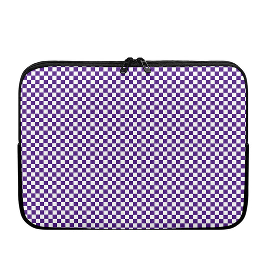 Purple And White Checkered Pattern Print Laptop Sleeve