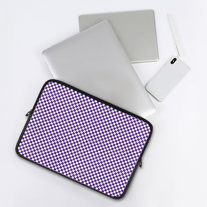 Purple And White Checkered Pattern Print Laptop Sleeve