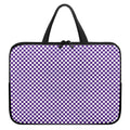Purple And White Checkered Pattern Print Laptop Sleeve With Handle