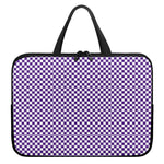 Purple And White Checkered Pattern Print Laptop Sleeve With Handle
