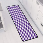 Purple And White Checkered Pattern Print Long Kitchen Mat