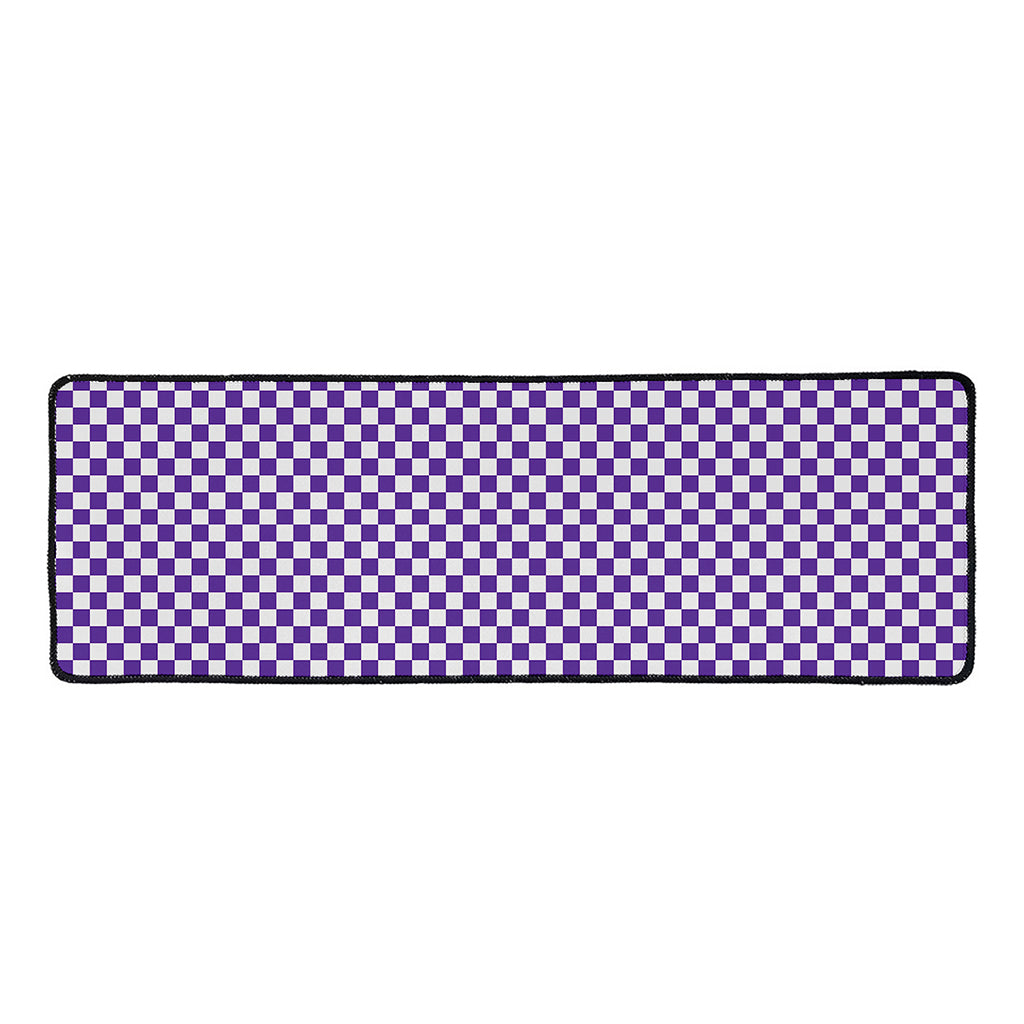 Purple And White Checkered Pattern Print Long Kitchen Mat
