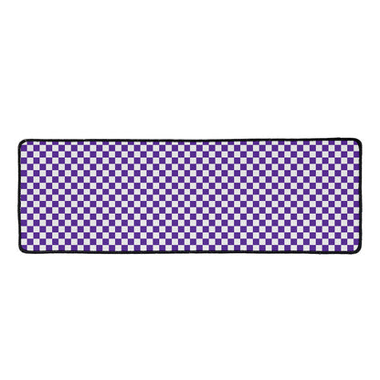 Purple And White Checkered Pattern Print Long Kitchen Mat