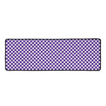Purple And White Checkered Pattern Print Long Kitchen Mat