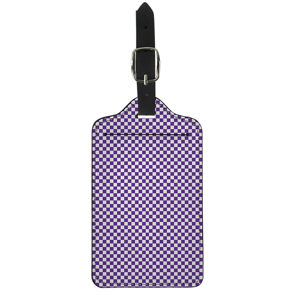 Purple And White Checkered Pattern Print Luggage Tag