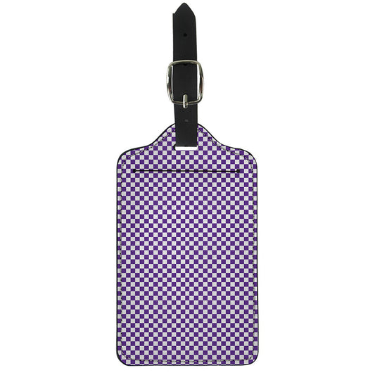 Purple And White Checkered Pattern Print Luggage Tag