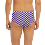 Purple And White Checkered Pattern Print Men's Briefs