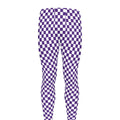 Purple And White Checkered Pattern Print Men's Leggings