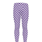 Purple And White Checkered Pattern Print Men's leggings