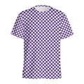 Purple And White Checkered Pattern Print Men's Athletic T-Shirt
