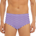 Purple And White Checkered Pattern Print Men's Triangle Swim Briefs