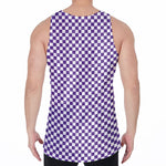Purple And White Checkered Pattern Print Men's Velvet Tank Top