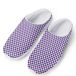 Purple And White Checkered Pattern Print Mesh Casual Shoes