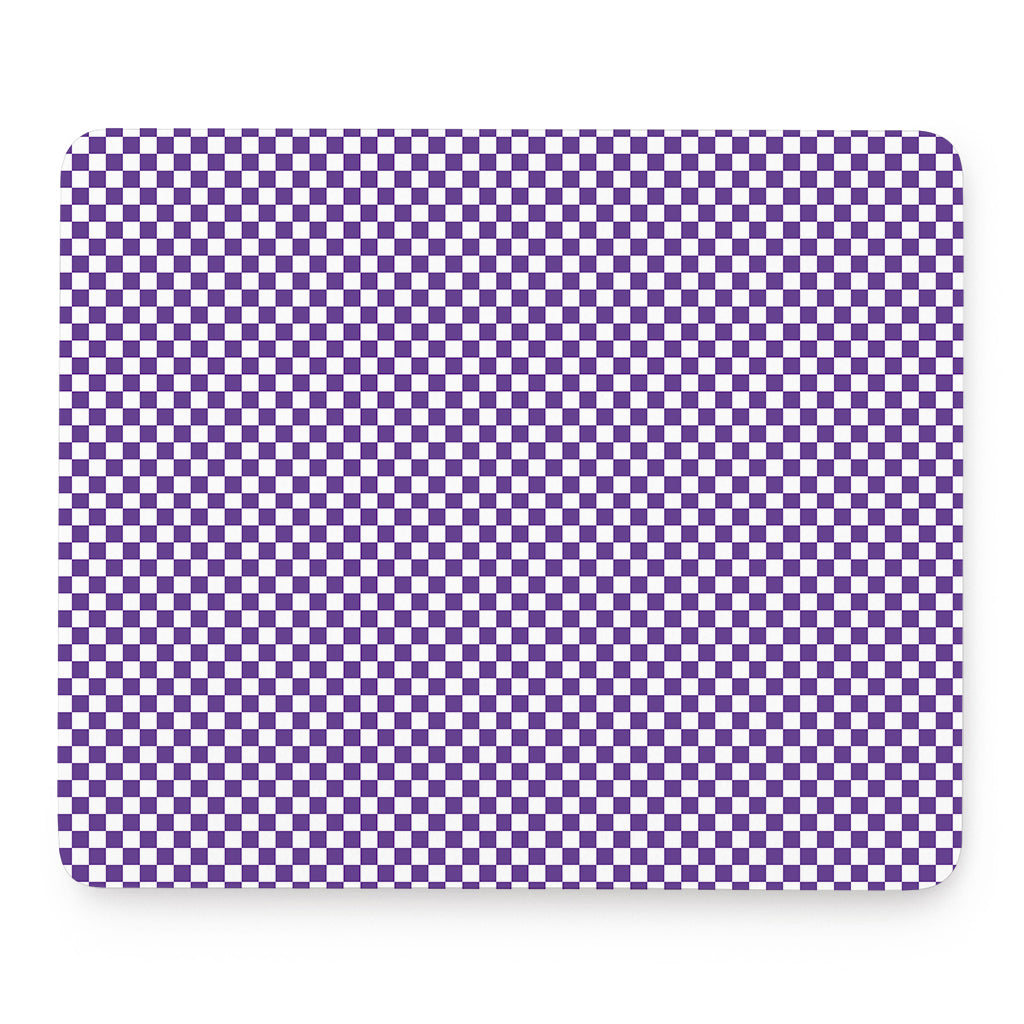 Purple And White Checkered Pattern Print Mouse Pad