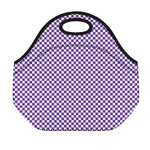 Purple And White Checkered Pattern Print Neoprene Lunch Bag