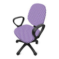 Purple And White Checkered Pattern Print Office Chair Cover