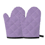 Purple And White Checkered Pattern Print Oven Mitts