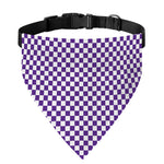 Purple And White Checkered Pattern Print Over The Collar Dog Bandana