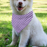 Purple And White Checkered Pattern Print Over The Collar Dog Bandana