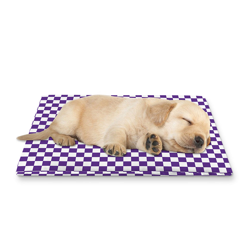 Purple And White Checkered Pattern Print Pet Cooling Mat Cover