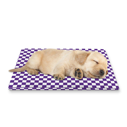 Purple And White Checkered Pattern Print Pet Cooling Mat Cover