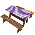 Purple And White Checkered Pattern Print Picnic Table Cover