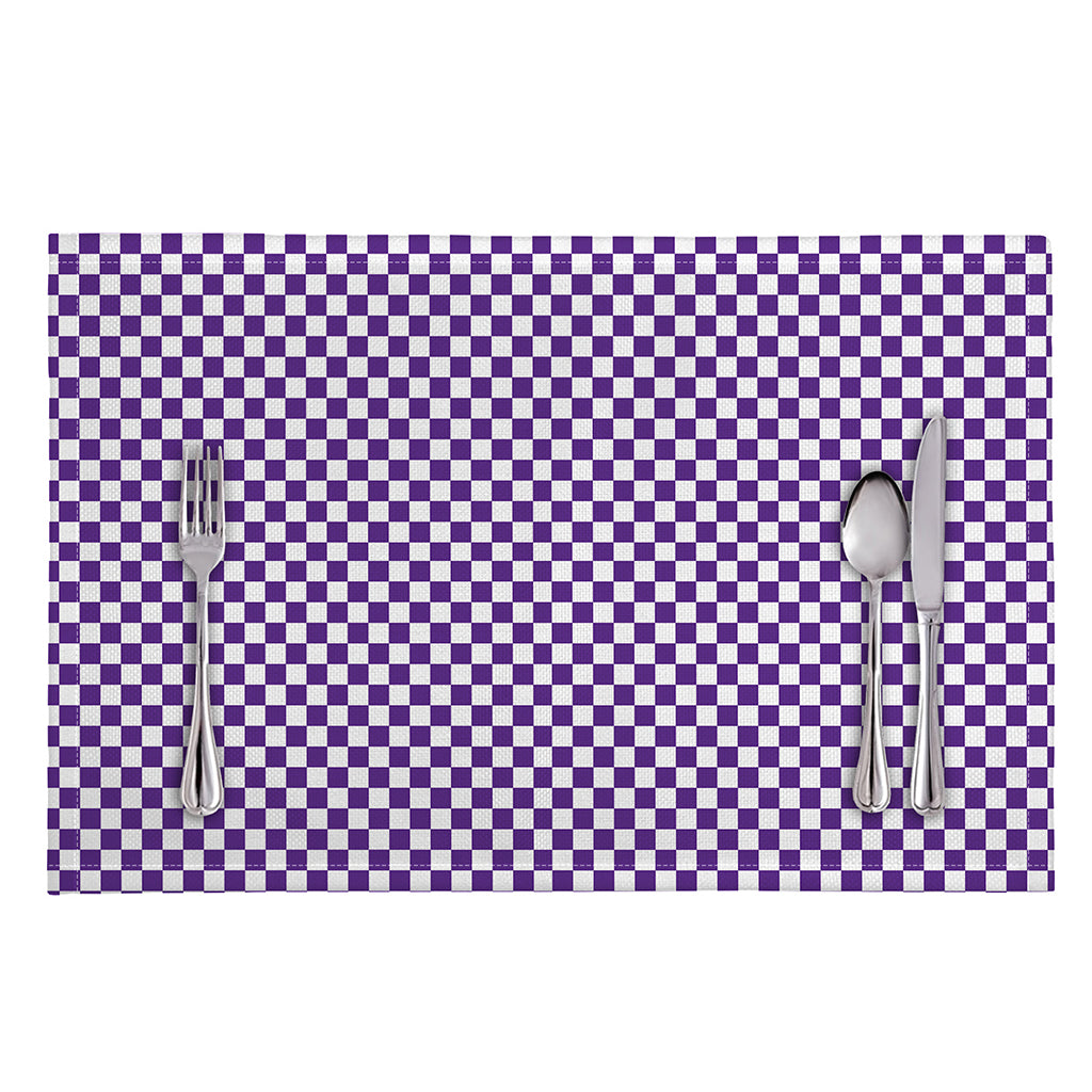 Purple And White Checkered Pattern Print Placemat