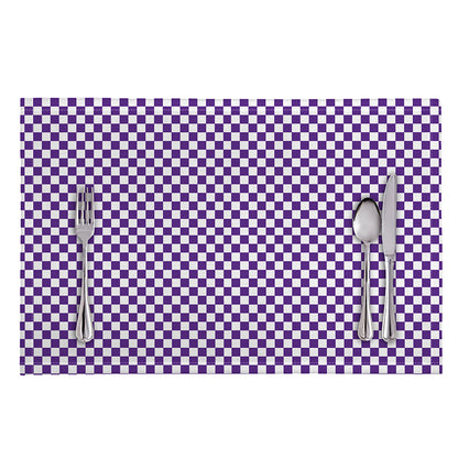 Purple And White Checkered Pattern Print Placemat