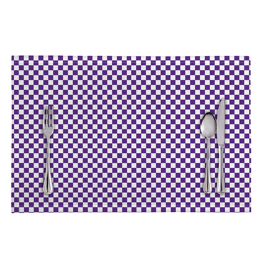 Purple And White Checkered Pattern Print Placemat